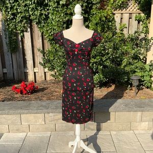 Collectif vintage 1950s reproduction cherry print wiggle dress